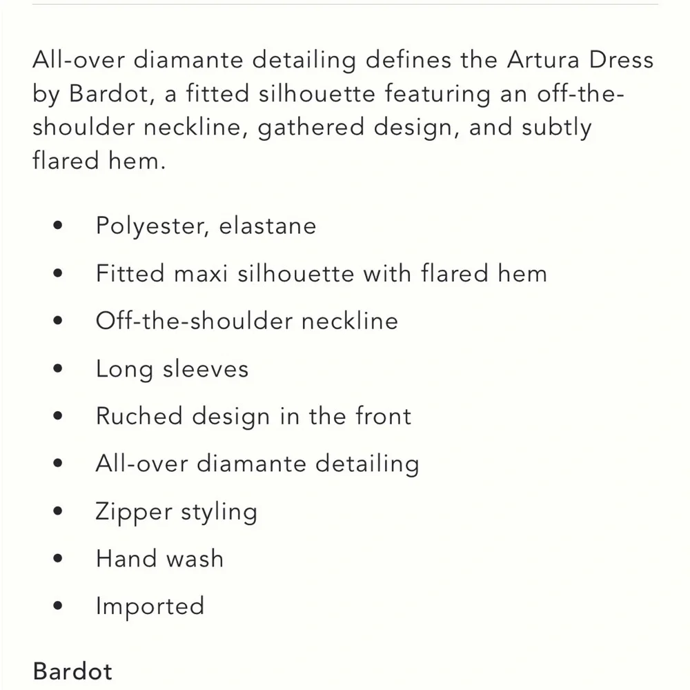 Anthro  Bardot Artura Diamante Fitted Off shoulder Ruched Maxi Dress Event Dates - Picture 14 of 15